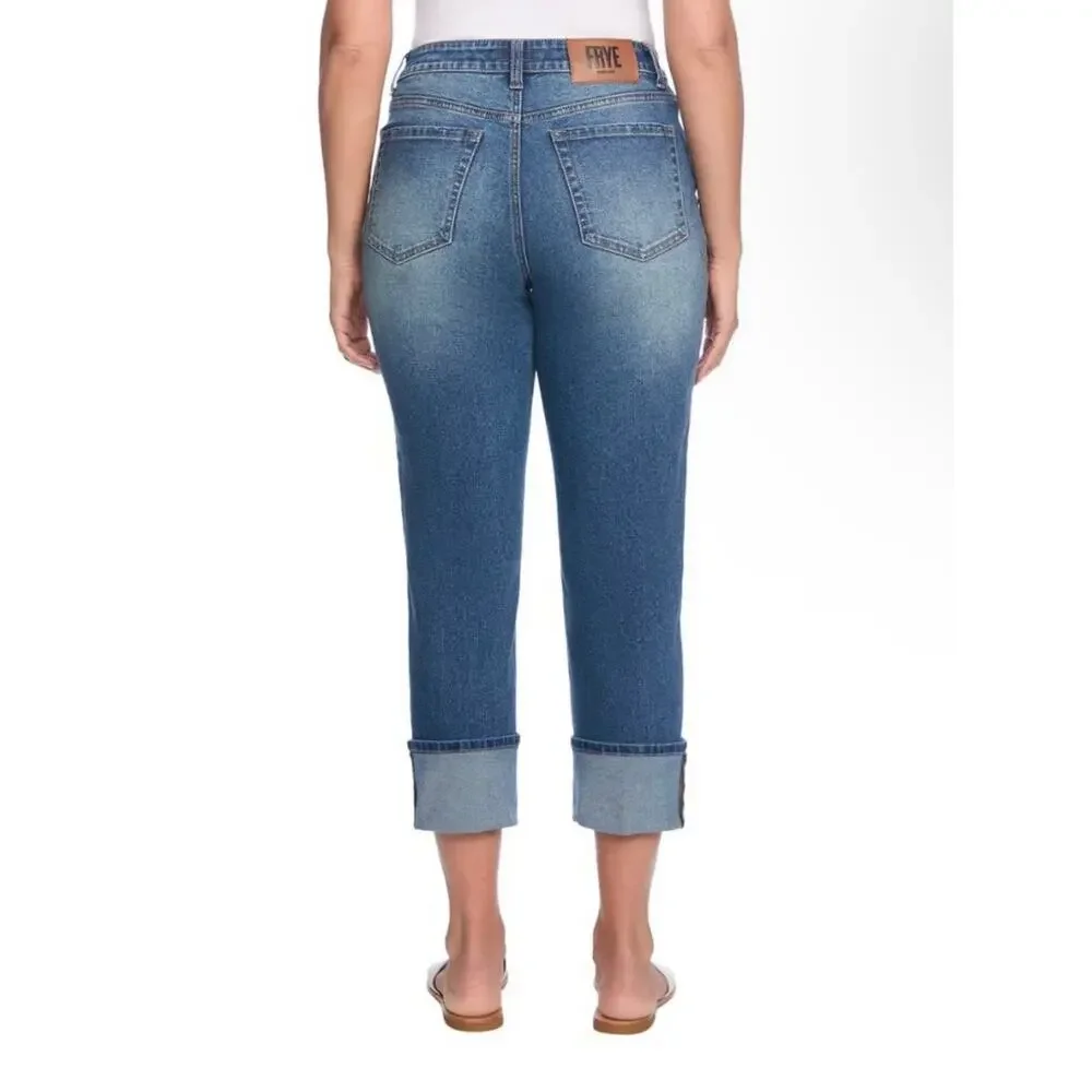 NWT Frye High Rise Cuffed Straight Leg Crop Jeans Women’s Size 8/29 Medium Wash - Picture 5 of 15